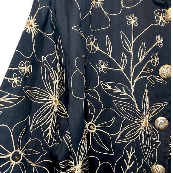 VTG NWOT Life Style Plus Floral Embroidered Amber Beaded Cotton Button Up Top 2X - Picture 11 of 16